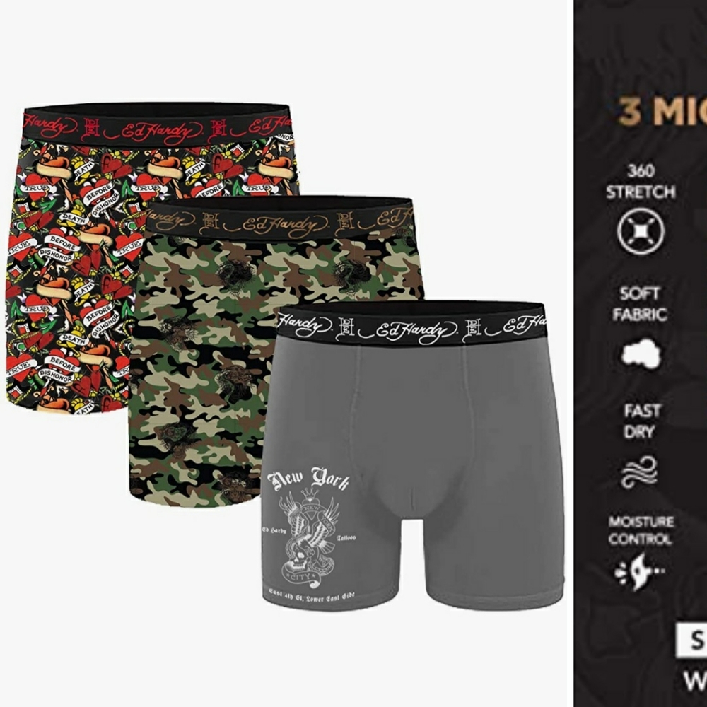 NWB Ed Hardy Boxer Brief/ 3 Pack-XL